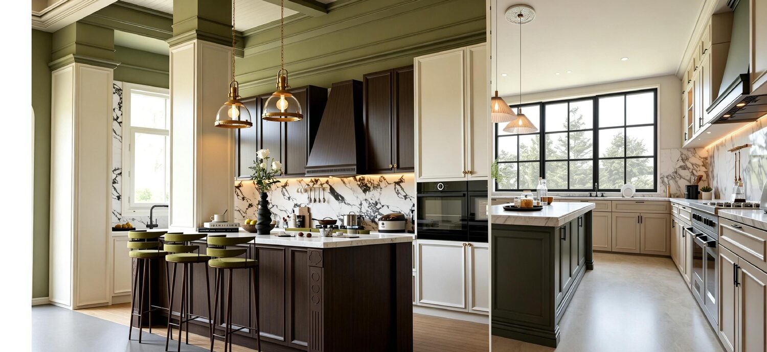 Olive green classic kitchen